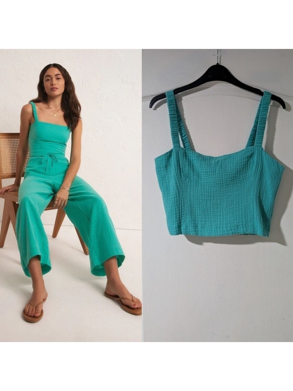NWT Z Supply | Cambria Gauze Crop Top In Cabana Green